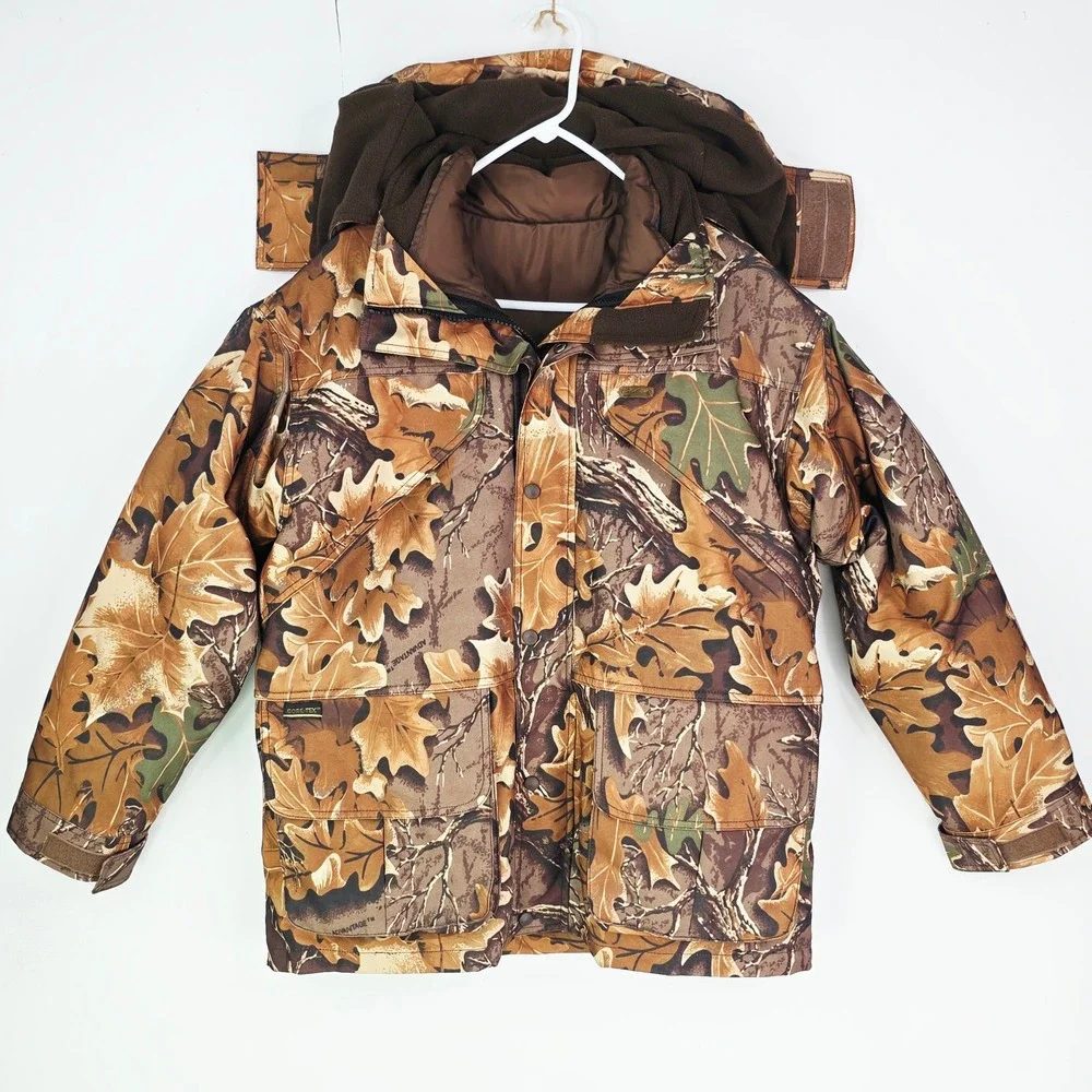 Woolrich Advantage Camo Gore-Tex Hunting Jacket Mens M Hooded Waterproof Brown